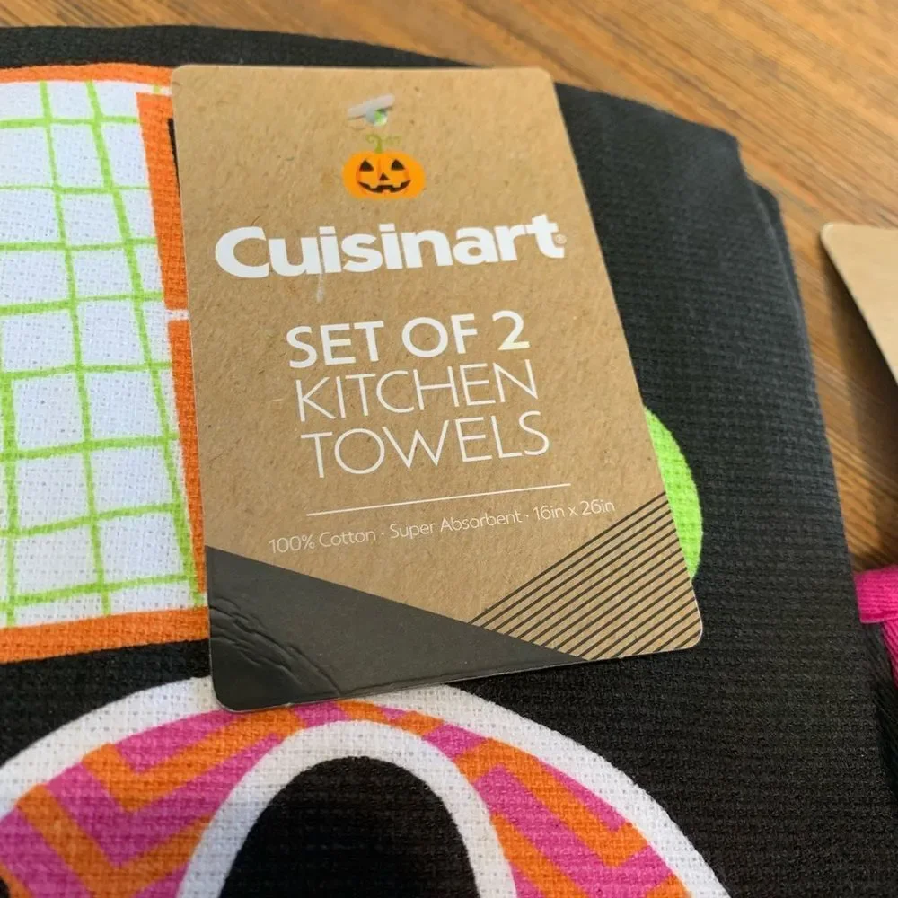 Cuisinart Silicone 2 Mini Oven Mitts and 2 Towels - Pink and Black